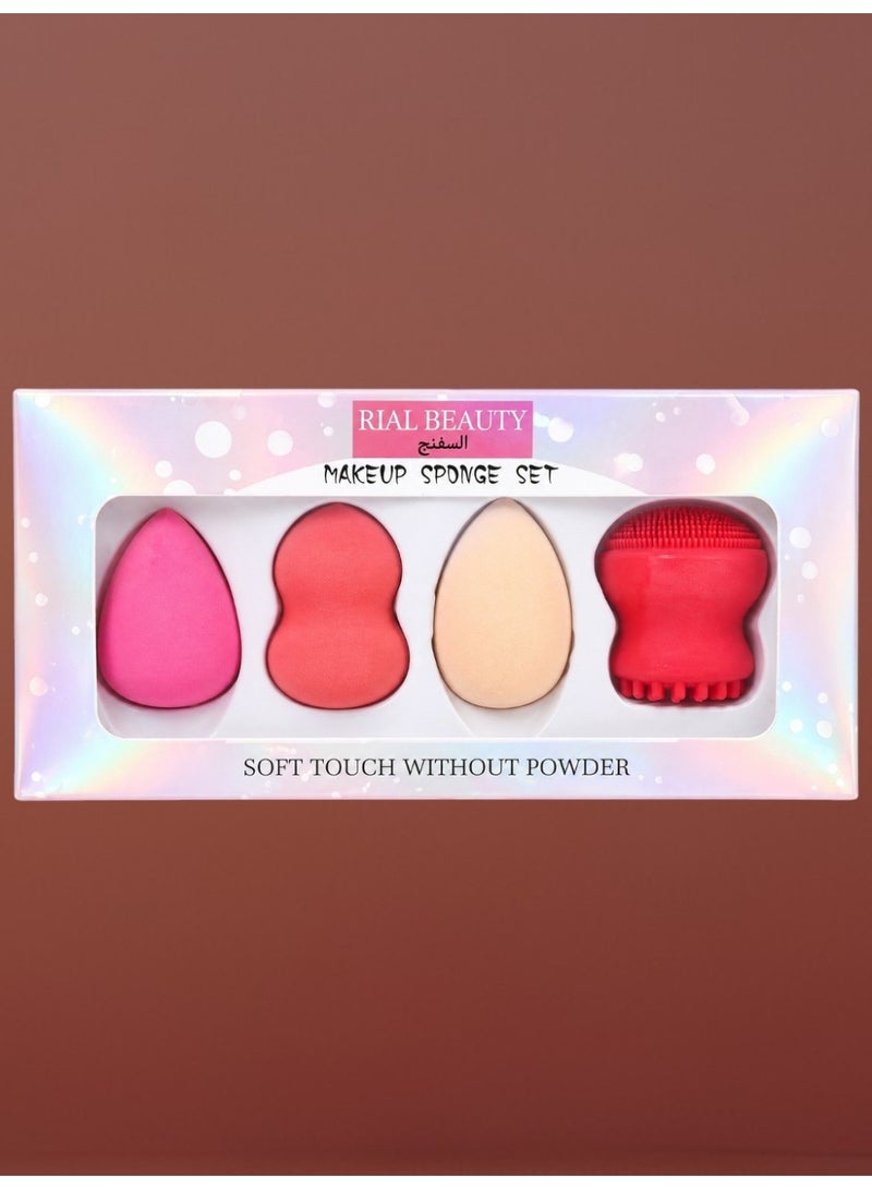 Makeup Sponge Set Soft Tough Without Powder 4pc Multiple Colors