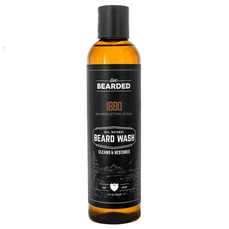 Live Bearded Beard Wash 8 fl oz  WaterBased Face Cleanser with AllNatural Ingredients for a Gentle Deep Clean  Made in the USA  1880 Scent  Bourbon Bitters Citrus