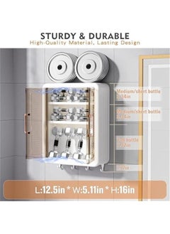 HOOKOR 3 Tier Bathroom Kitchen Wall Mounted Shelves Rack with Hooks Bar Wall Storage Cabinet,White Kitchen Wall Organizer, No-Trace No Drilling Spice Rack Cosmetic Organiser for Bathroom Kitchen  - Image 3