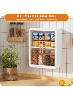 HOOKOR 3 Tier Bathroom Kitchen Wall Mounted Shelves Rack with Hooks Bar Wall Storage Cabinet,White Kitchen Wall Organizer, No-Trace No Drilling Spice Rack Cosmetic Organiser for Bathroom Kitchen  - Image 4
