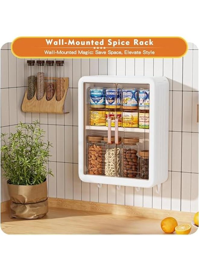 HOOKOR 3 Tier Bathroom Kitchen Wall Mounted Shelves Rack with Hooks Bar Wall Storage Cabinet,White Kitchen Wall Organizer, No-Trace No Drilling Spice Rack Cosmetic Organiser for Bathroom Kitchen - Image 4