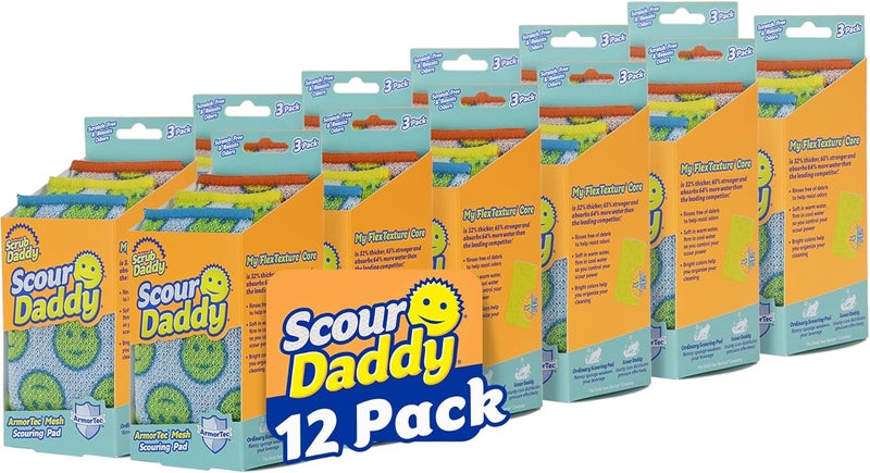 Scrub Daddy Scour Daddy Scouring Pad - Non Scratch Scouring Pad - Sponges for Dishes & Cleaning Supplies - Durable & Odor Resistant - 3 Count (12 Pack) - Image 1