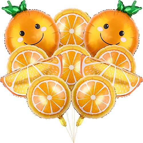 Gejoy 10 Pieces Orange Slice Fruit Balloons Cutie Aluminum Foil Balloons Jumbo Birthday Tangerine Decorations for Summer Citrus Orange Themed Birthday Party Decor Supplies - Image 1