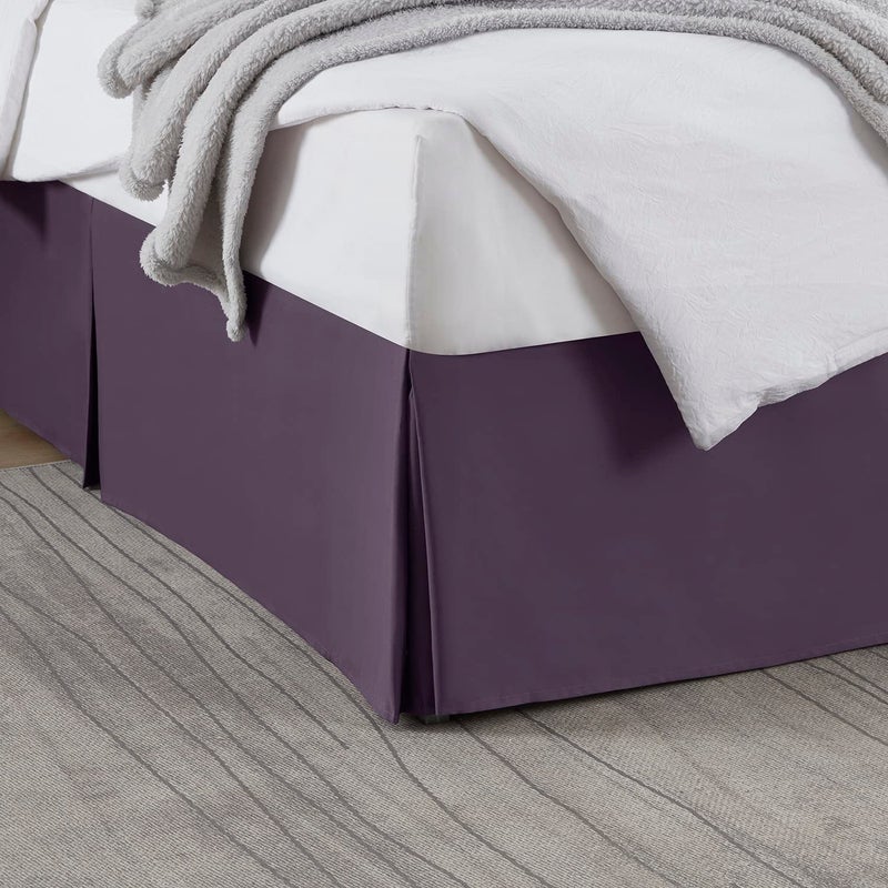 Nestl Dark Purple Bed Skirt Queen Size  Queen Bed Skirt 14 Inch Drop  Brushed Microfiber Bed Skirts  Hotel Quality Pleated Bed Skirt  Shrinkage  Fade Resistant
