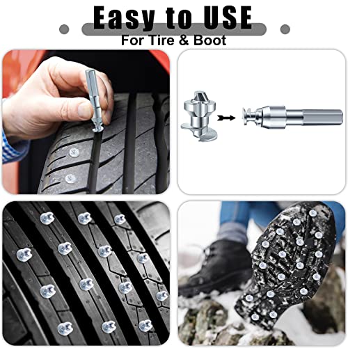 Frienda Tire Spikes Tire Studs Carbide Spikes for Truck Tires Snow Studs for Tires Snowmobile Stud with Installation Tool for Racing Car Bicycle Bike Scooters Shoes Boots 7 x 9.9 mm (181 Pieces) - Image 3