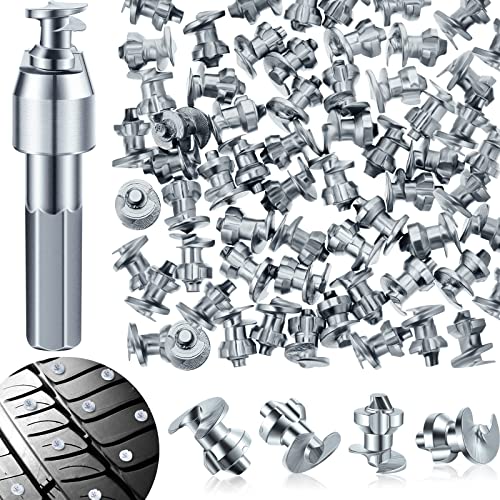 Frienda Tire Spikes Tire Studs Carbide Spikes for Truck Tires Snow Studs for Tires Snowmobile Stud with Installation Tool for Racing Car Bicycle Bike Scooters Shoes Boots 7 x 9.9 mm (181 Pieces) - Image 1