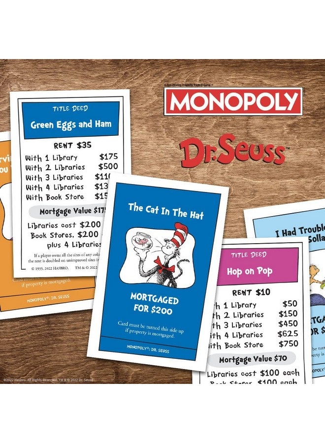 USAopoly مونوبولي: د. سوس | اشترِ، بِع، وتداول كتب د. سوس | لعبة مونوبولي الكلاسيكية القابلة للجمع مع لوحة لعبة وفن مخصص | لعبة ومواد رسمية مرخصة من د. سوس - Image 4