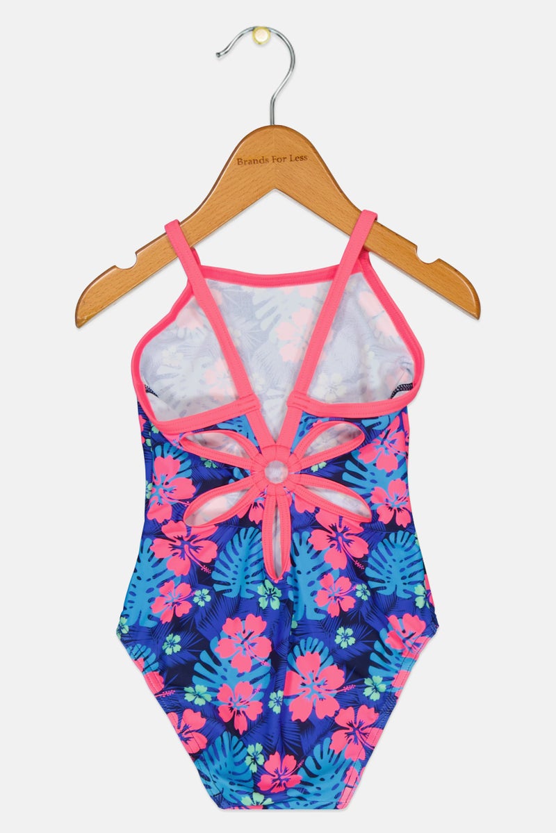 ZOGGS Toddlers Girl Floral Print Sleeveless One Piece Swimsuit, Multicolor - Image 2