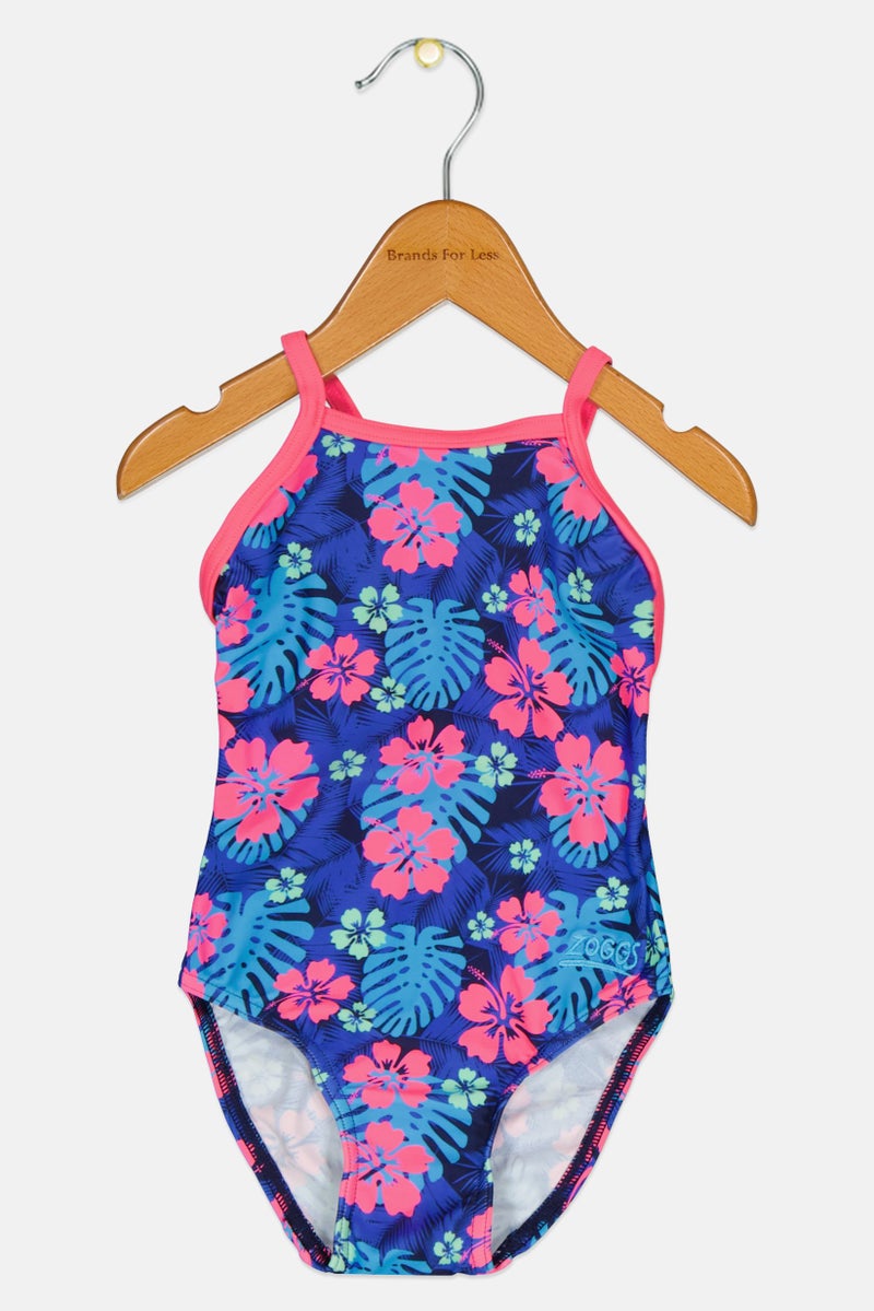 ZOGGS Toddlers Girl Floral Print Sleeveless One Piece Swimsuit, Multicolor - Image 1