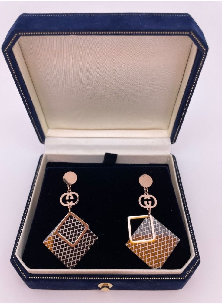 General Stainless Steel 18K Gold Plated Pendant Earrings  - Image 2