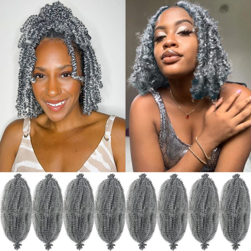 Springy Afro Twist Hair 8 Packs Marley Twist Braiding Hair Pre Separated Spring Twist Hair for Faux Locs Crochet Hair Kinky Twist for Braiding Synthetic Hair Extensions mgray 12inchPack of 8