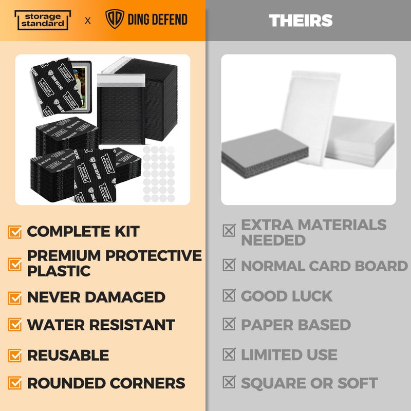 Storage Standard Ding Defend Card Shipping Protector Envelope Bubble Mailer Kit with 110 Card Shipping Protectors (3.5x4.5 Inches), 55 Bubbles Mailers, 250 Tape Seals for Collectible Cards - Black - Image 3