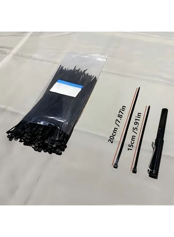 600pcs Self Locking Black Cable Ties 15cm 5 91in and 7 87in Lengths for Home Office - Image 3