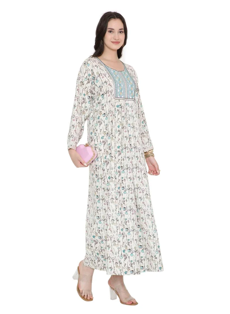 HANA & SARA Long Viscose Printed Casual Styled Arabic Kaftan Jalabiya Dresses