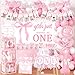 YTGUVBK Pink Bow 1st Birthday Decorations Girls Just Wanna Be One Birthday Decorations Kit Include Pink White Balloon ArchBackdropBannerBalloon BoxesHigh Chair BannerBow TableclothBow Cupcake Toppers - Image 3
