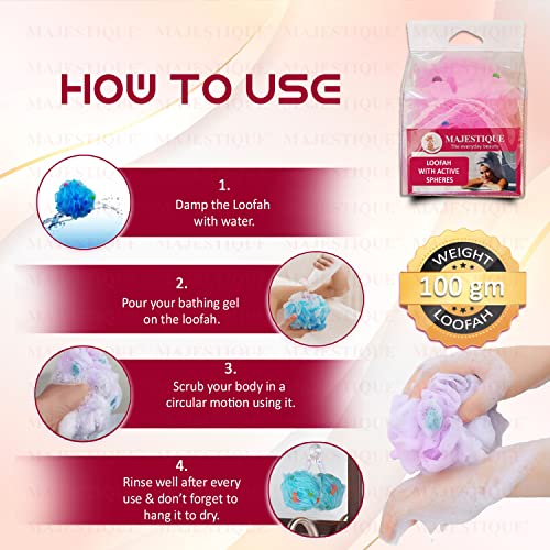 Majestique Eco-Friendly Mesh Loofah – Large Bath Scrubber for Women & Men, Soft Shower Puff for Gentle Exfoliation, Loofah for Bathing, Family Combo Pack of 2 - Image 2