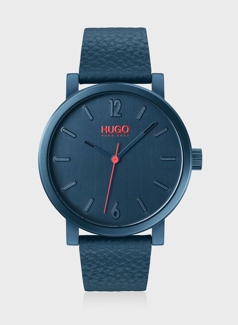 HUGO Leather Strap Analog Watch - Image 1