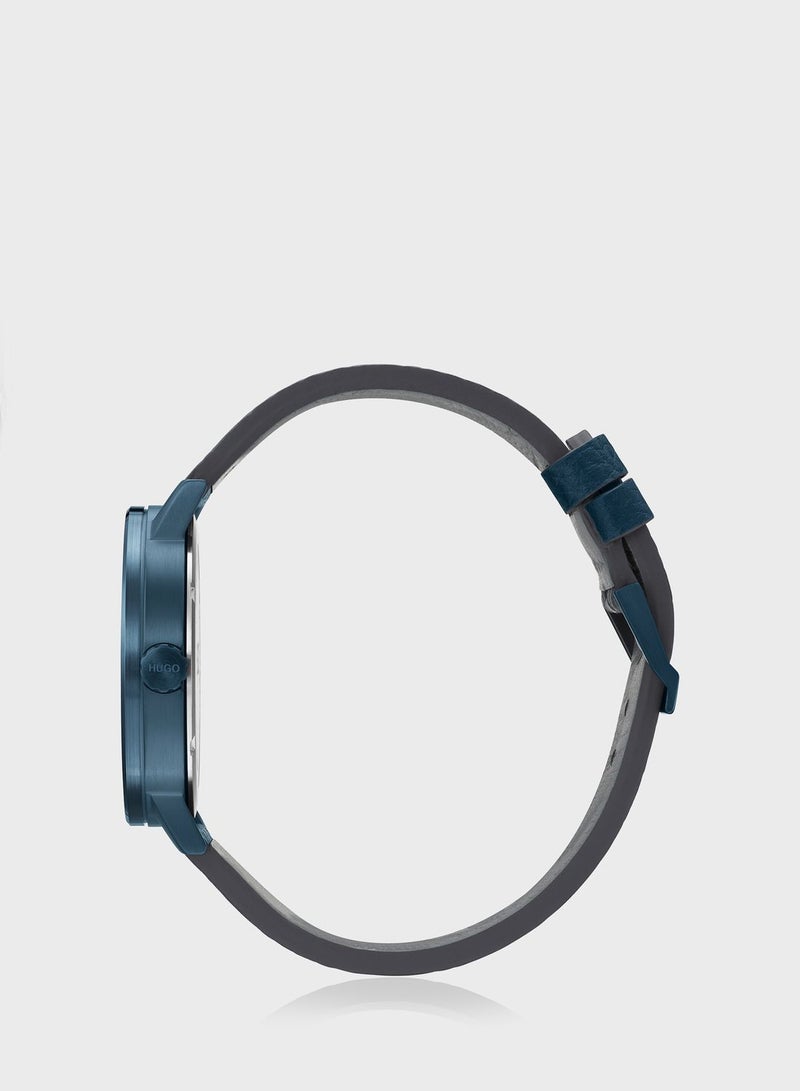 HUGO Leather Strap Analog Watch - Image 3