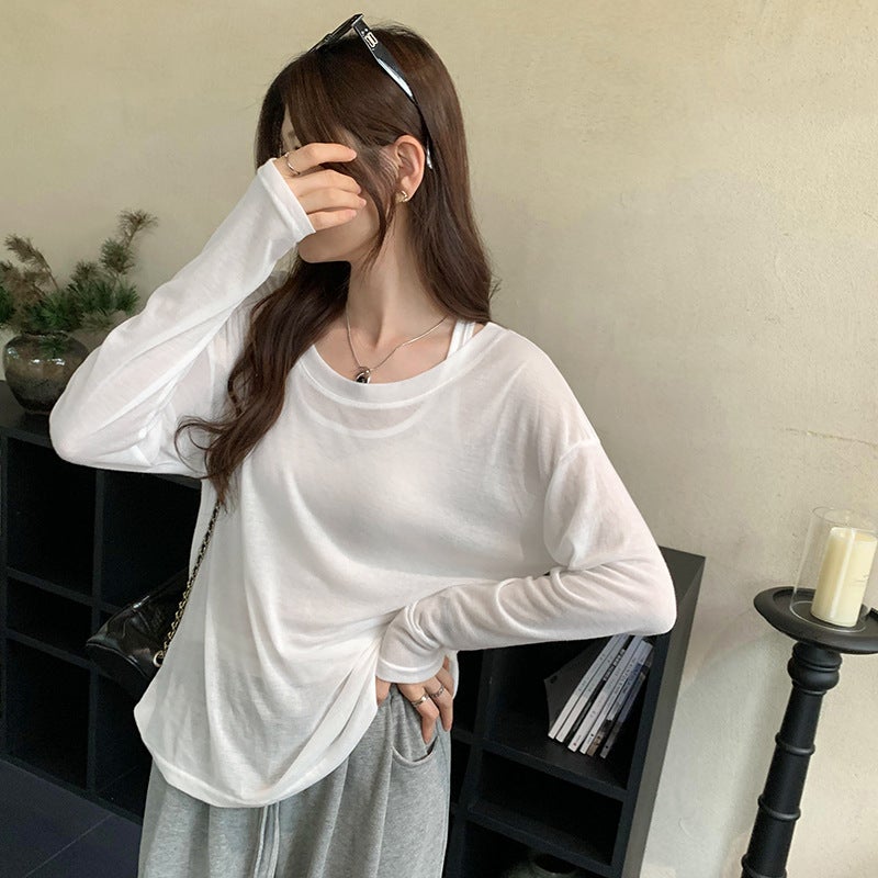 Chic Casual Thin Sleeveless Vest and T-Shirt Set for Spring/Summer black - Image 5
