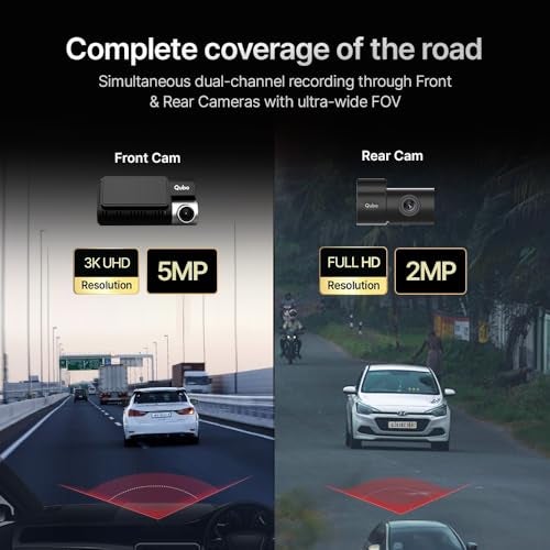 Qubo Car Dashcam Pro 3K with Sony STARVIS IMX335 Sensor | Dual Channel | Hero Group | NightPulse Vision | 5MP UHD Front Wide, 2MP FHD Rear | 3.2" LCD | Built-in GPS, Wi-Fi | App | Up to 1TB Storage - Image 4