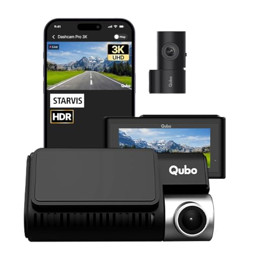 Qubo Car Dashcam Pro 3K with Sony STARVIS IMX335 Sensor | Dual Channel | Hero Group | NightPulse Vision | 5MP UHD Front Wide, 2MP FHD Rear | 3.2" LCD | Built-in GPS, Wi-Fi | App | Up to 1TB Storage - Image 1