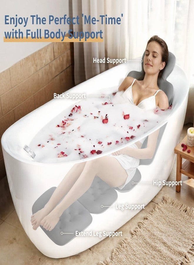 VEILS Bath Cushion, Full Body Bathtub Pillow with 160 Suction Cups, Bath Mat for Head and Neck Support, with Laundry Bag (Dark Gray, 60" x 16") - Image 3