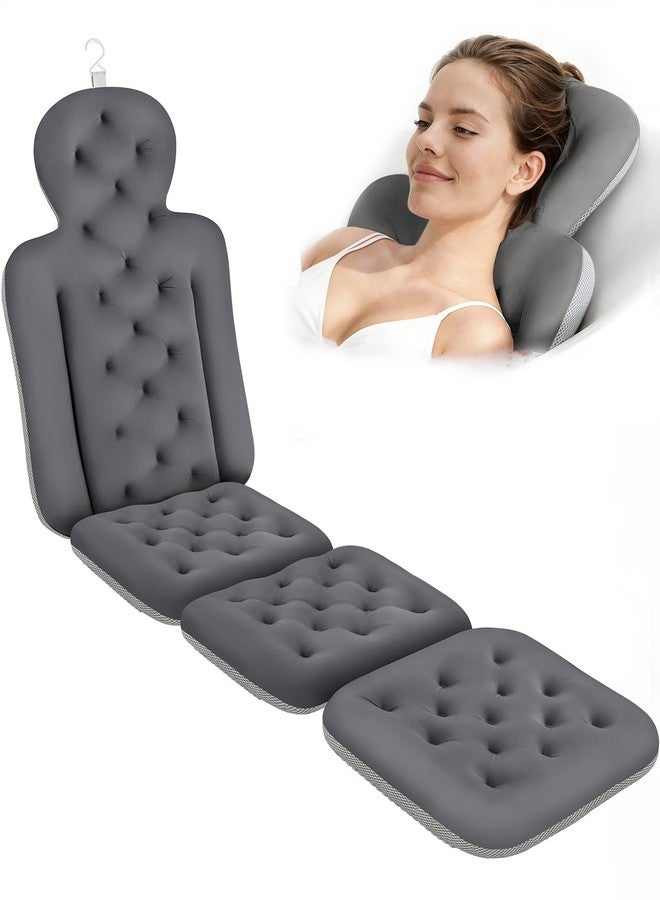 VEILS Bath Cushion, Full Body Bathtub Pillow with 160 Suction Cups, Bath Mat for Head and Neck Support, with Laundry Bag (Dark Gray, 60" x 16") - Image 1
