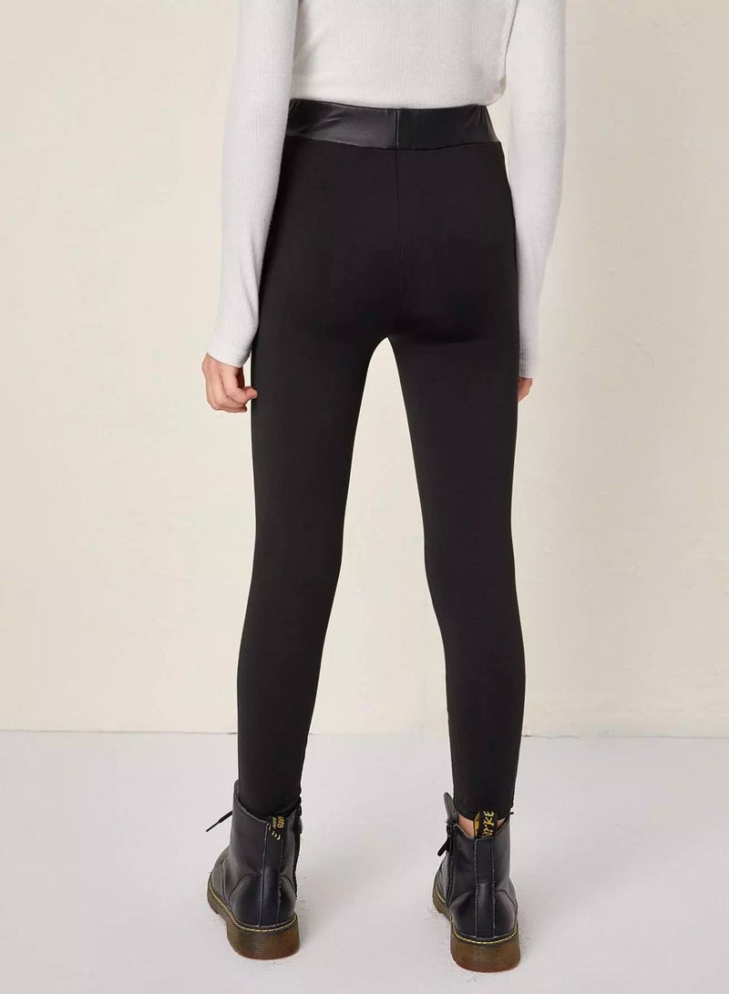 Girls Zip Front PU Leather Pants  - Image 2