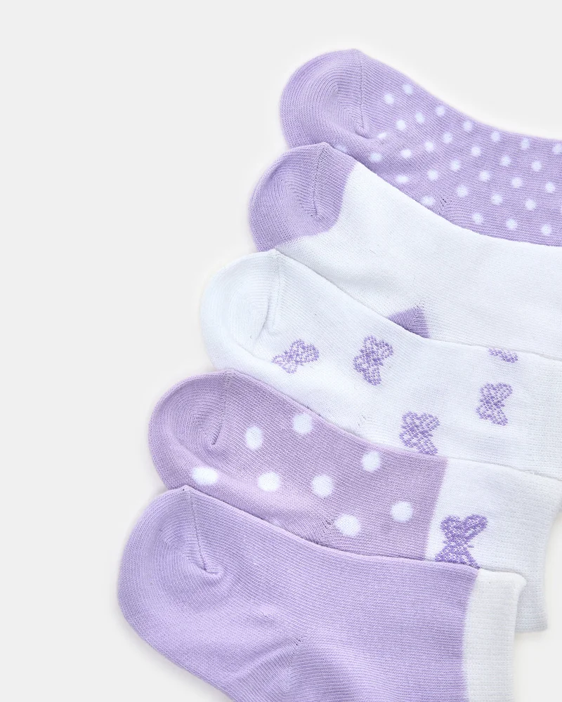 Redtag Infant Girls Assorted Crew Length Socks (5 Pairs)