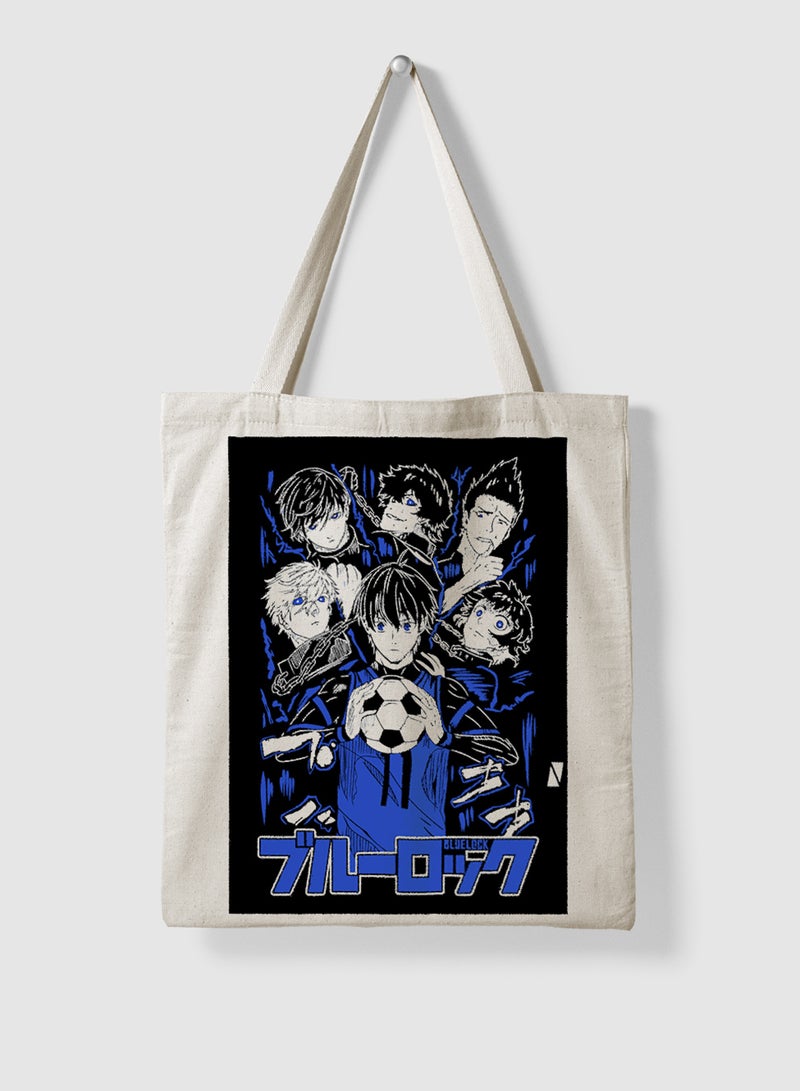 LOWHA Polyester Tote Bag with Shoulder Straps and Blue Lock Anime Pattern  - Image 4