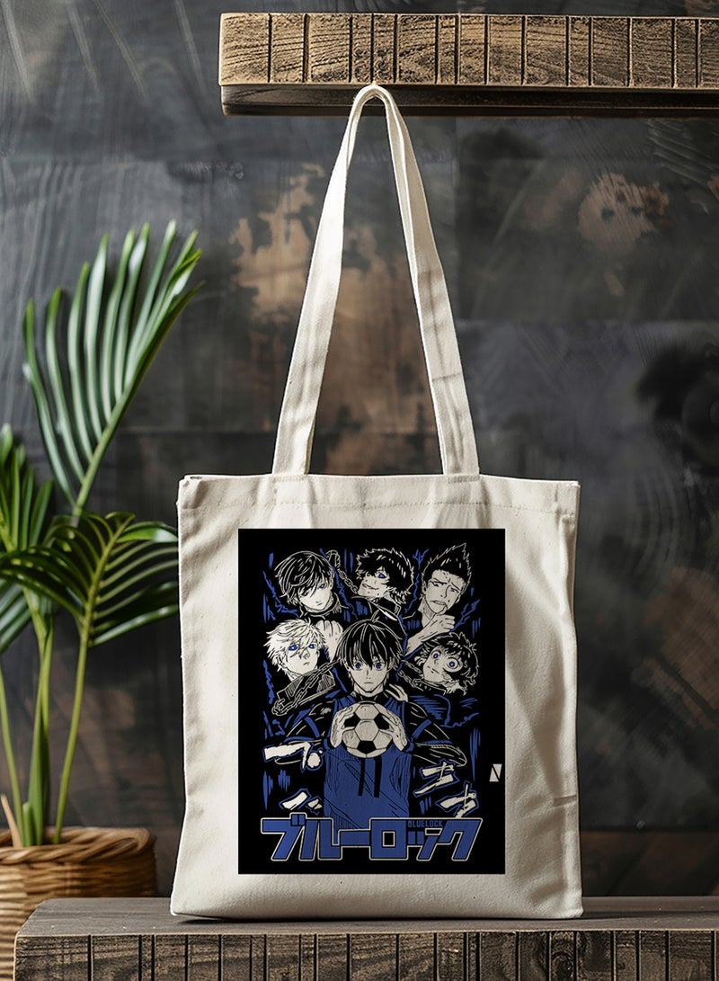 LOWHA Polyester Tote Bag with Shoulder Straps and Blue Lock Anime Pattern  - Image 3