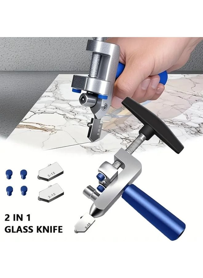 2 In 1 Manual Tile Cutter With Diamond Roller Wheel Silvery Ergonomic Handle - Image 2