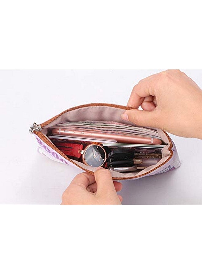 FM FM42 100 Bank Note 2Pcs Small Canvas Bag With Inner Lining Brown Zipper 20Cm*11.5Cm(7.87"*4.52") Storage Pouch Hundred Dollar Bill Print - Image 4