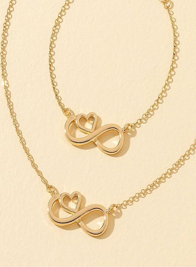 ANGLEQUEEN Gold Infinity Necklaces Bracelets Set Mom Necklace for Women Heart Necklace for Women Trendy Dainty Necklace for Mom Mother's Day Valentine Necklaces Bracelet (A-Gold) - Image 3