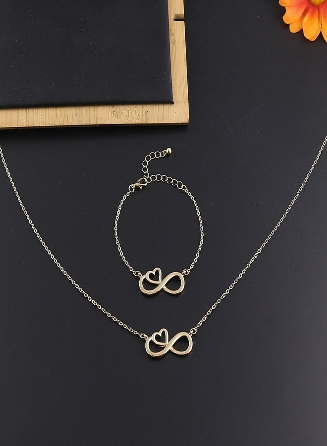 ANGLEQUEEN Gold Infinity Necklaces Bracelets Set Mom Necklace for Women Heart Necklace for Women Trendy Dainty Necklace for Mom Mother's Day Valentine Necklaces Bracelet (A-Gold) - Image 5