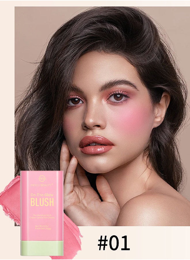 Misiou Beauty On The Glow Blush, The Moisture Stick Cream Colour For Cheeks, Highlighting ​Color Silky Powder Blusher Stick Natural Glow Silly Blusher Light And Soft Feeling The Apply On Your Face  - Image 2