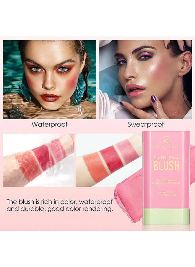 Misiou Beauty On The Glow Blush, The Moisture Stick Cream Colour For Cheeks, Highlighting ​Color Silky Powder Blusher Stick Natural Glow Silly Blusher Light And Soft Feeling The Apply On Your Face  - Image 4