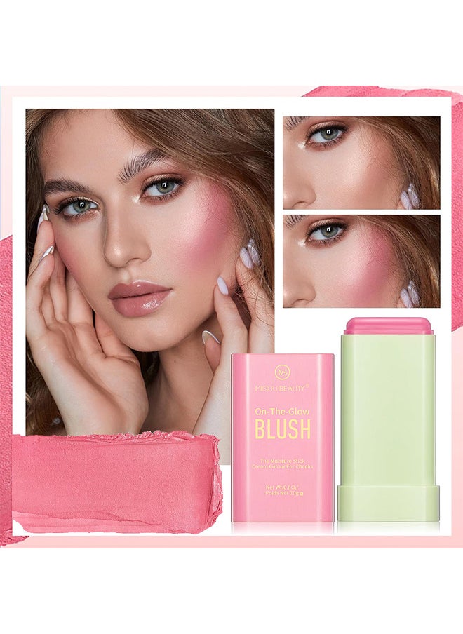 Misiou Beauty On The Glow Blush, The Moisture Stick Cream Colour For Cheeks, Highlighting ​Color Silky Powder Blusher Stick Natural Glow Silly Blusher Light And Soft Feeling The Apply On Your Face  - Image 3