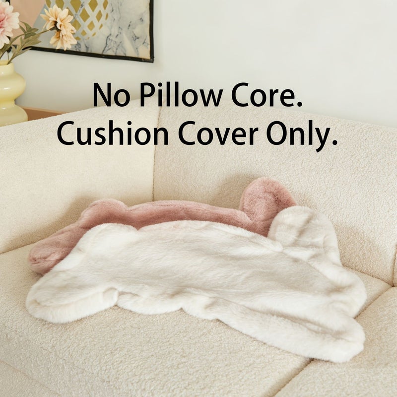 Lotus Color Faux Shaped Rabbit Pillowcase Double Sided Sofa Home Decoration 19.69x13.78x1.97inch - Image 2