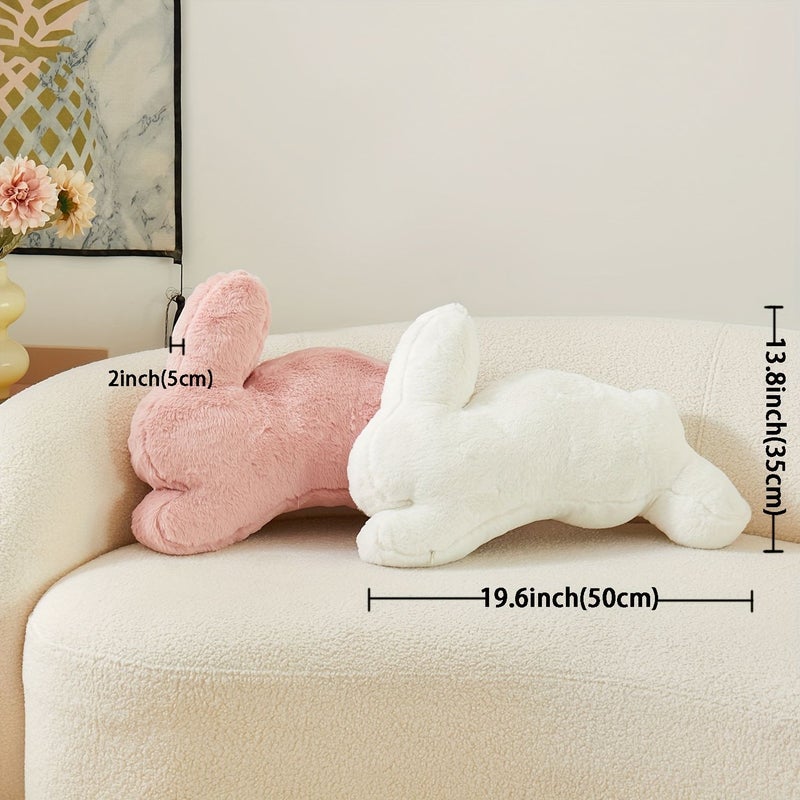 Lotus Color Faux Shaped Rabbit Pillowcase Double Sided Sofa Home Decoration 19.69x13.78x1.97inch - Image 3