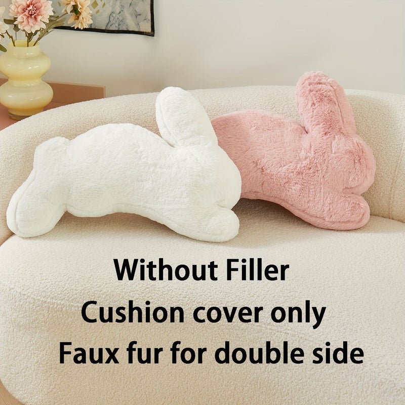 Lotus Color Faux Shaped Rabbit Pillowcase Double Sided Sofa Home Decoration 19.69x13.78x1.97inch - Image 1