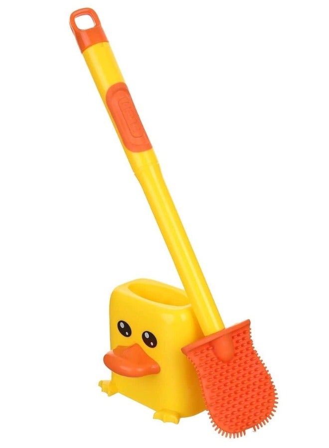 هابي هوم فرشاة مرحاض سيليكون على شكل بطة مع خزان صابون مدمج – فرشاة تنظيف مرحاض بمقبض طويل مضاد للانزلاق ورأس مرن للتنظيف العميق - Image 1