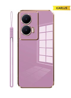 ICARLUS For Motorola Edge 50 Fusion Case Glossy Electroplating TPU Protective Cover Gold-Purple 