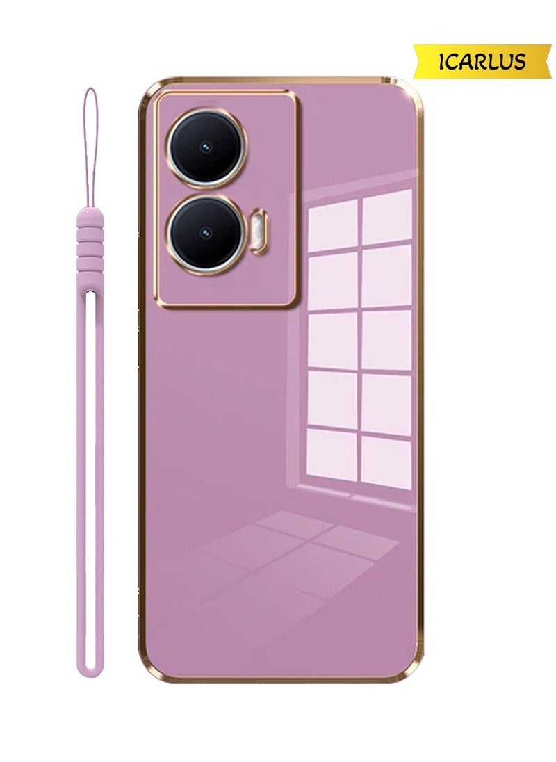ICARLUS - For Motorola Edge 50 Fusion Case Glossy Electroplating TPU Protective Cover Gold-Purple - Image 1