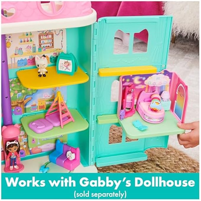 GABBY'S DOLLHOUSE TRANSFORMING BED: PLACE PILLOW CAT ON THE BED AND PRESS DOWN TO TRANSFORM ITS BOOKSHELF INTO A COLORFUL DREAMSCAPE! THIS SET ALSO HAS A NIGHTSTAND WIT, MULTI, 20133479 - Image 5