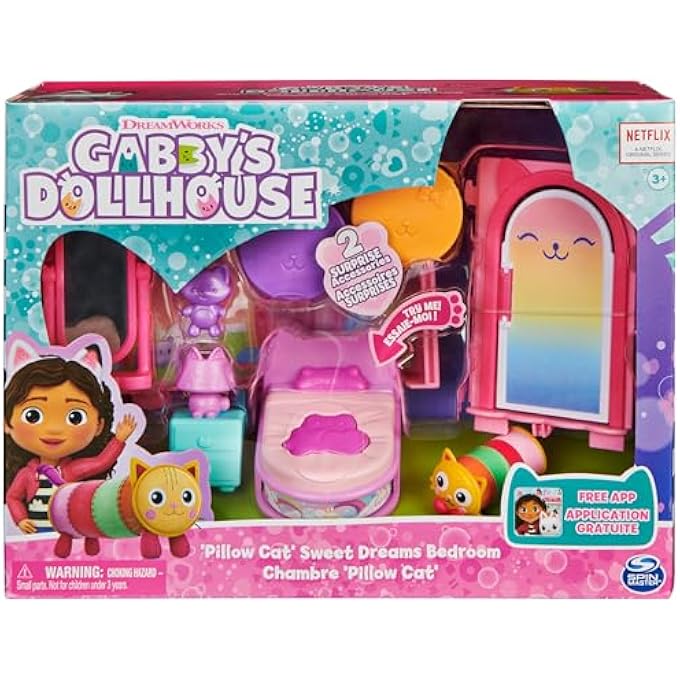 GABBY'S DOLLHOUSE TRANSFORMING BED: PLACE PILLOW CAT ON THE BED AND PRESS DOWN TO TRANSFORM ITS BOOKSHELF INTO A COLORFUL DREAMSCAPE! THIS SET ALSO HAS A NIGHTSTAND WIT, MULTI, 20133479 - Image 3