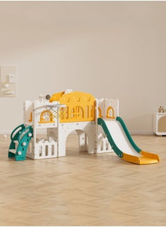 JSAITOYS Toddler Multifunction Slide Set Kids Plastic Slides with Climber,Toddler Play Set with Basketball Hoop and Ball,Outdoor Indoor Playground  - Image 1