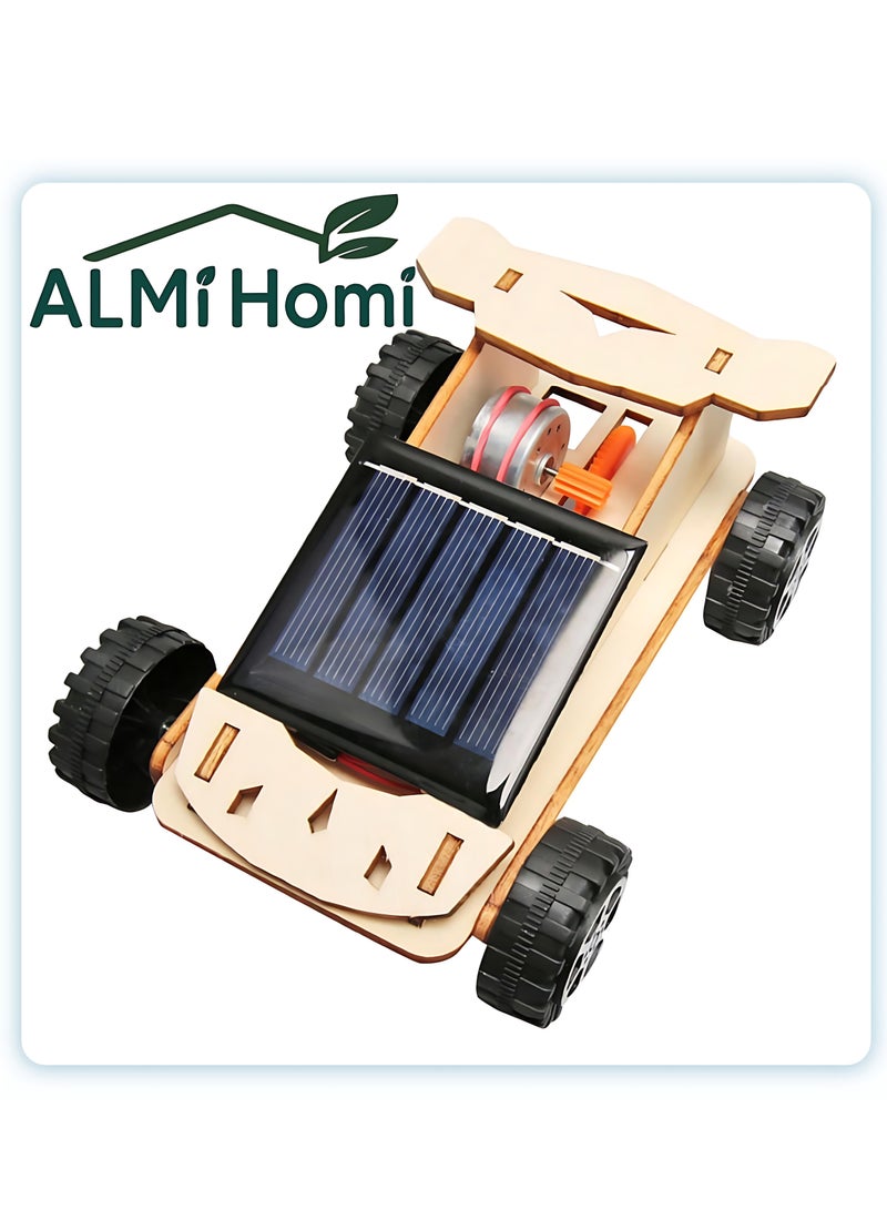 ALMiHomi DIY Solar Powered Car Kit for Kids – Educational STEM Toy, Wooden Science Experiment, Renewable Energy Project for Boys & Girls Ages 6+ - Image 1