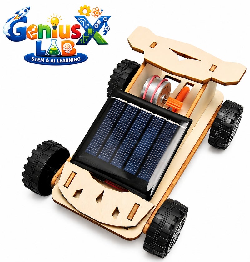 GeniusXLab DIY Solar Powered Car Kit for Kids – Educational STEM Toy, Wooden Science Experiment, Renewable Energy Project for Boys & Girls Ages 6+ - Image 1