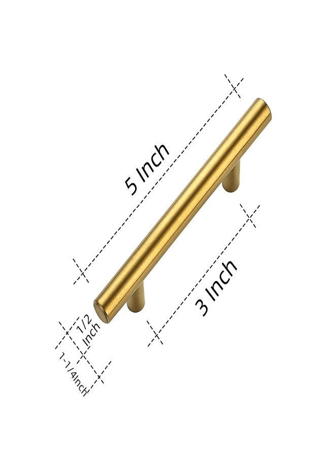Ravinte 3 Pack | 5'' Cabinet Pulls Brushed Brass Stainless Steel Kitchen Drawer Pulls Cupboard Pulls Cabinet Handles 5”Length with 3” Hole Center - Image 3